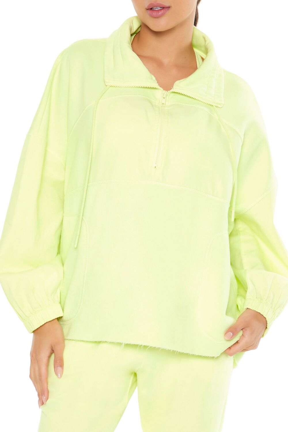  Forever 21 Active Half-Zip Fleece Pullover - pale green - Bonton