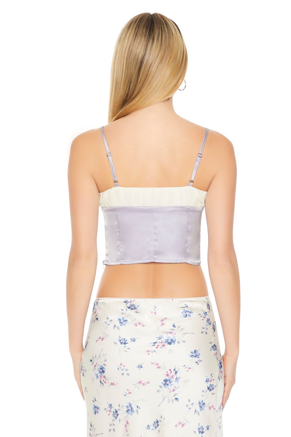  Forever 21 Cropped Satin Colorblock Cami - copper white - Bonton
