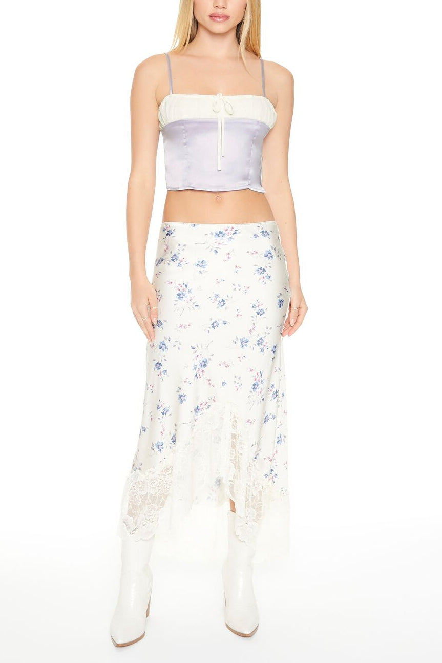  Forever 21 Cropped Satin Colorblock Cami - copper white - Bonton