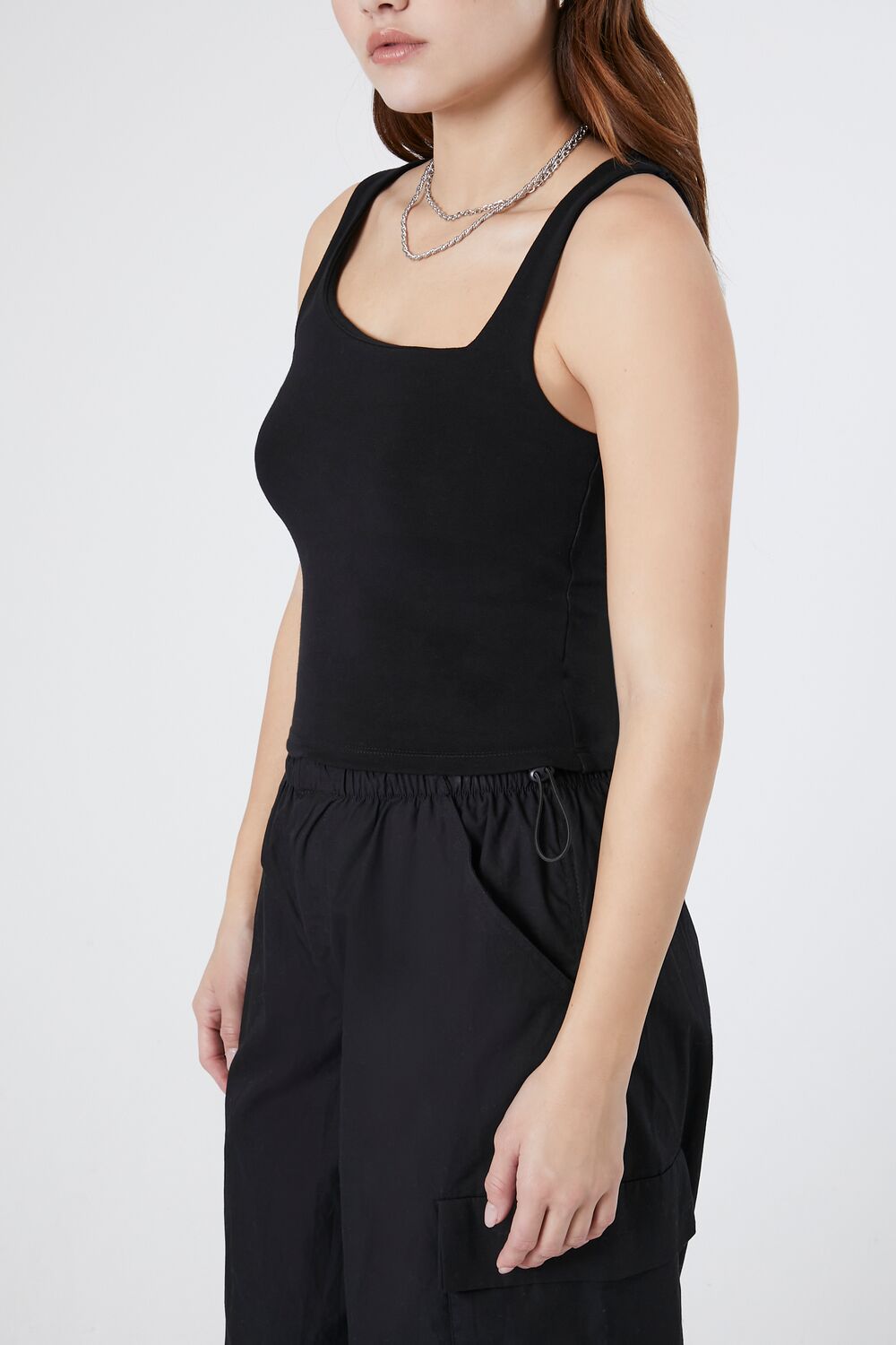  Forever 21 Ribbed Asymmetrical Tank Top - white - Bonton