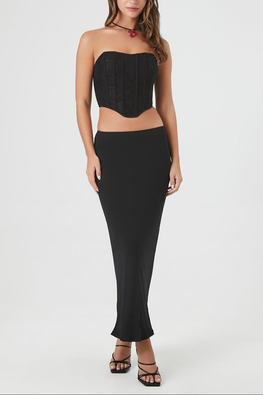  Forever 21 Mesh Corset Tube Crop Top - black - Bonton