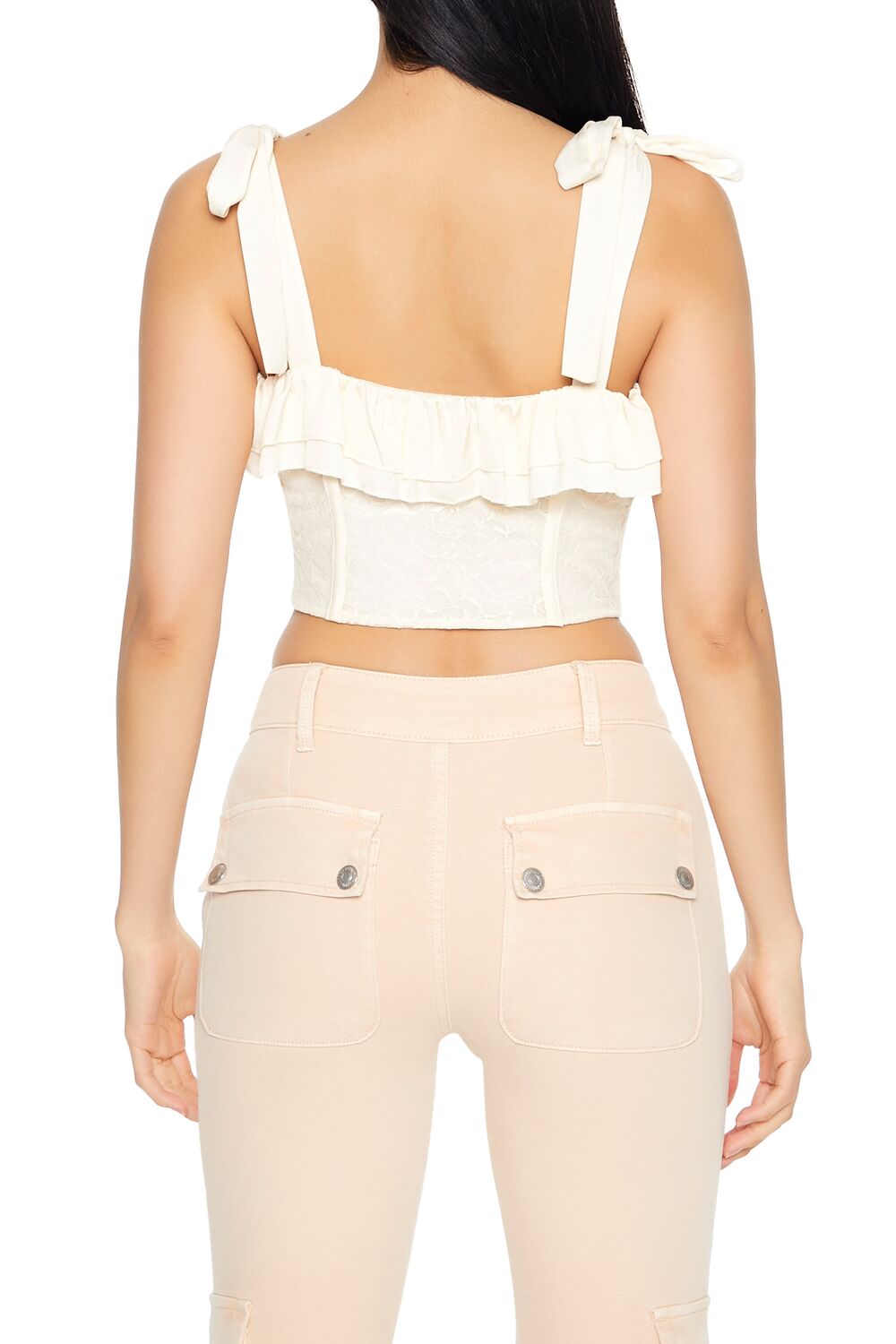  Forever 21 Lace Tie-Strap Corset Top - black - Bonton