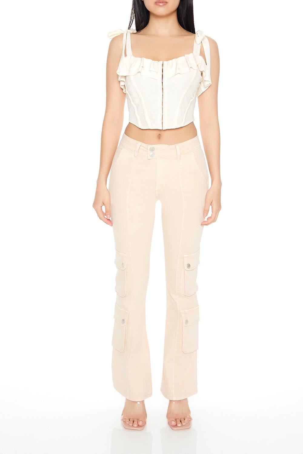  Forever 21 Lace Tie-Strap Corset Top - black - Bonton