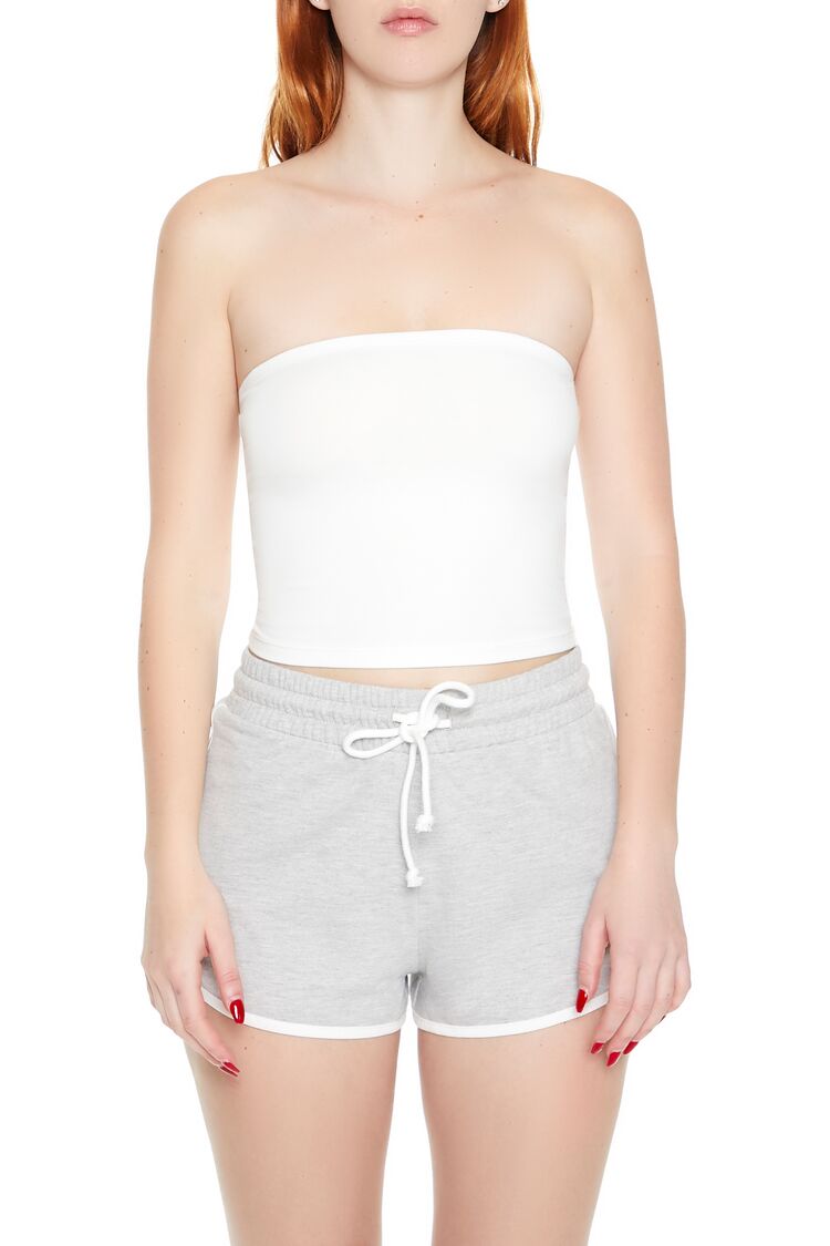  Forever 21 Cropped Cotton-Blend Tube Top - black - Bonton