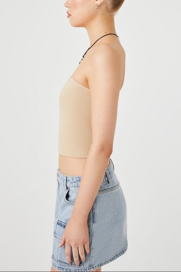  Forever 21 Cropped Cotton-Blend Tube Top - black - Bonton