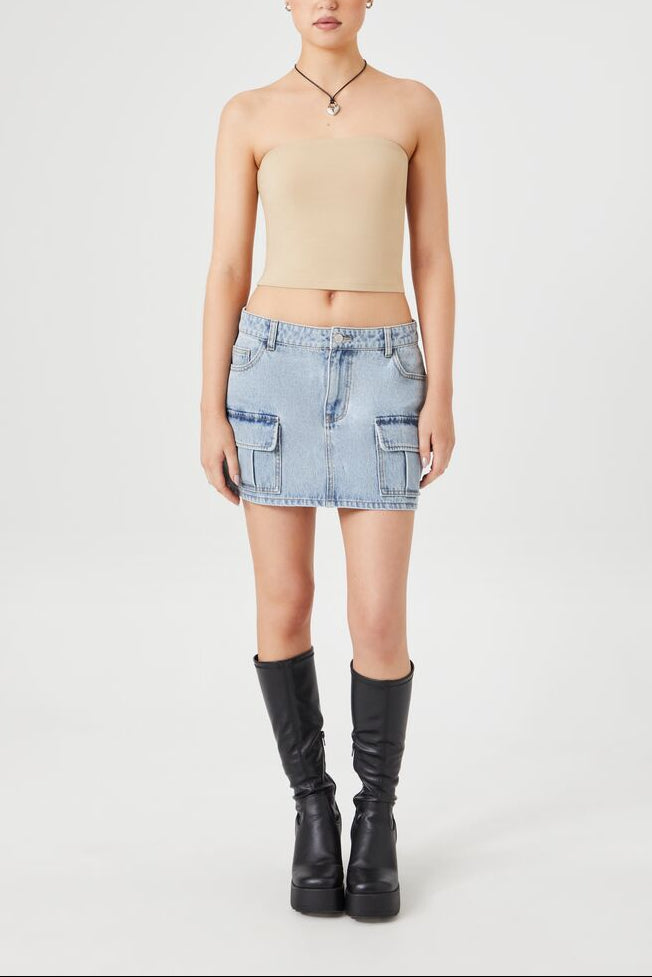  Forever 21 Cropped Cotton-Blend Tube Top - black - Bonton