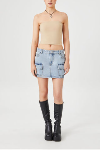 Cropped Cotton-Blend Tube Top