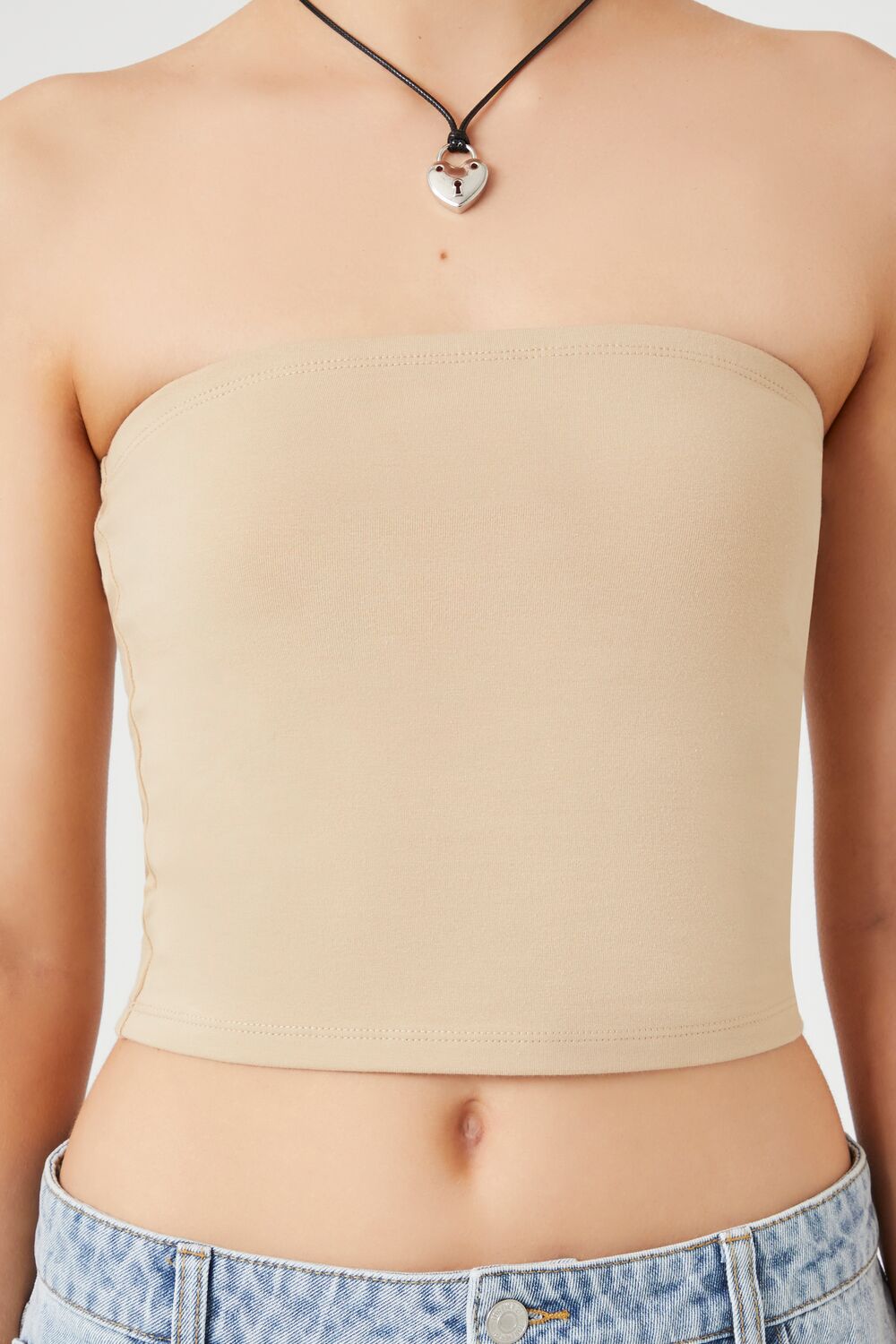  Forever 21 Cropped Cotton-Blend Tube Top - black - Bonton