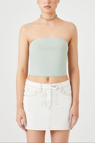 Cropped Cotton-Blend Tube Top