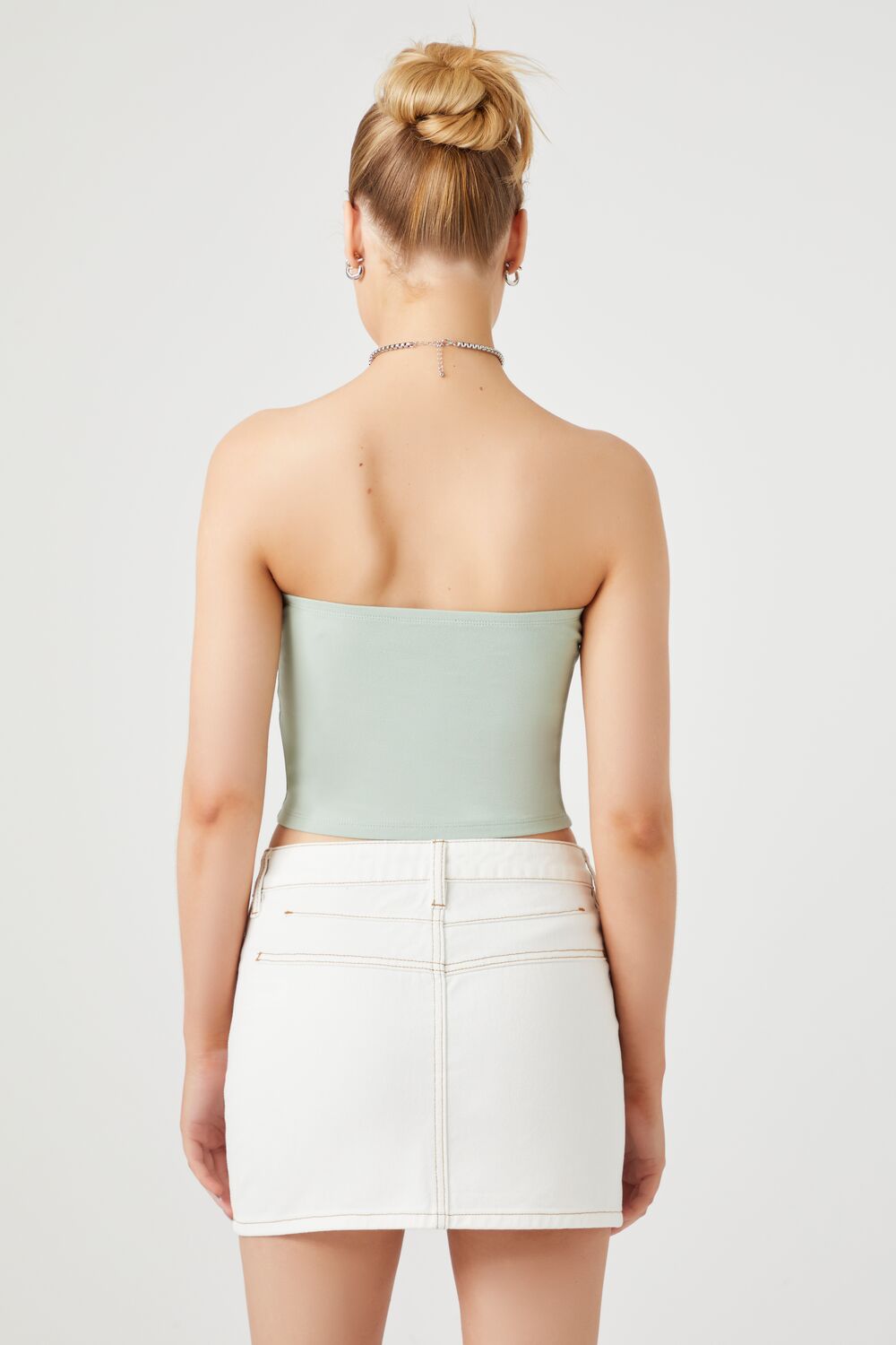  Forever 21 Cropped Cotton-Blend Tube Top - black - Bonton
