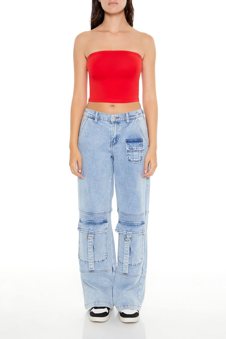 Forever 21 Cropped Cotton-Blend Tube Top - black - Bonton