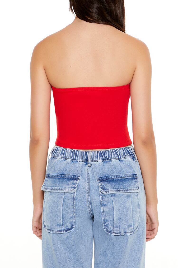 Forever 21 Cropped Cotton-Blend Tube Top - black - Bonton