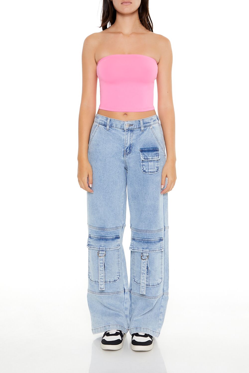  Forever 21 Cropped Cotton-Blend Tube Top - black - Bonton