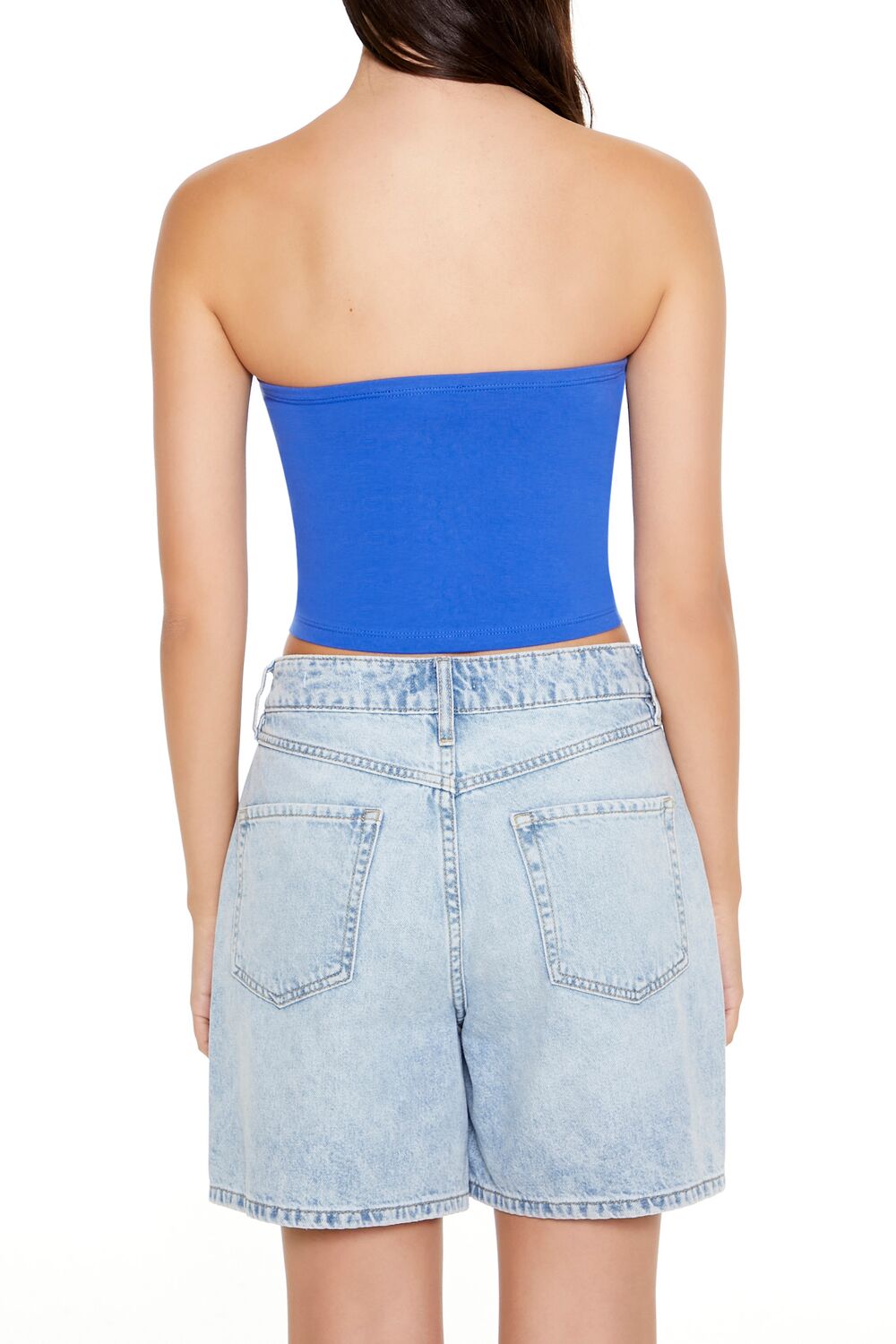  Forever 21 Cropped Cotton-Blend Tube Top - black - Bonton