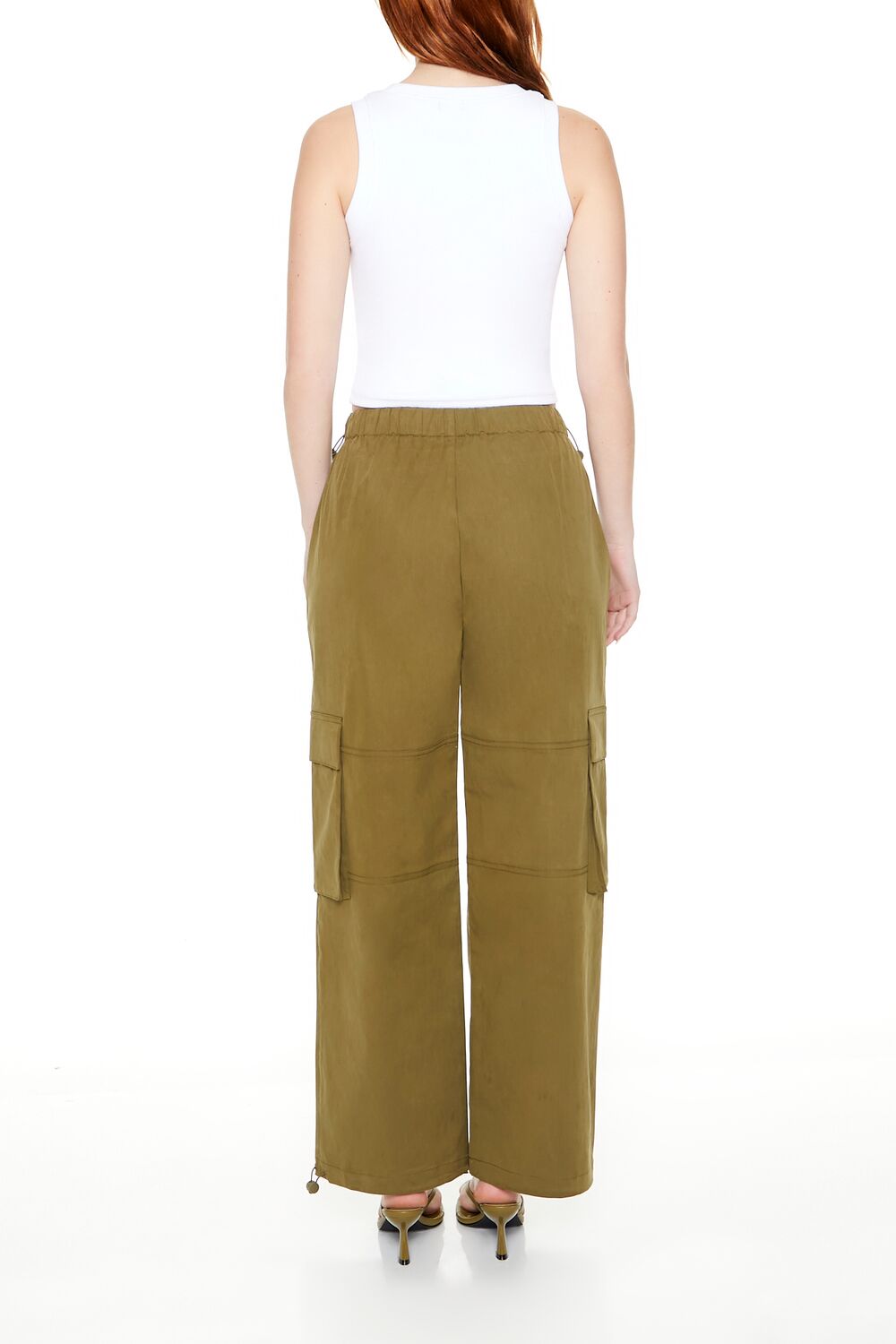  Forever 21 Toggle Drawstring Cargo Joggers - dark-olive - Bonton