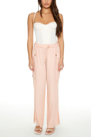 Drawstring Wide-Leg Cargo Pants