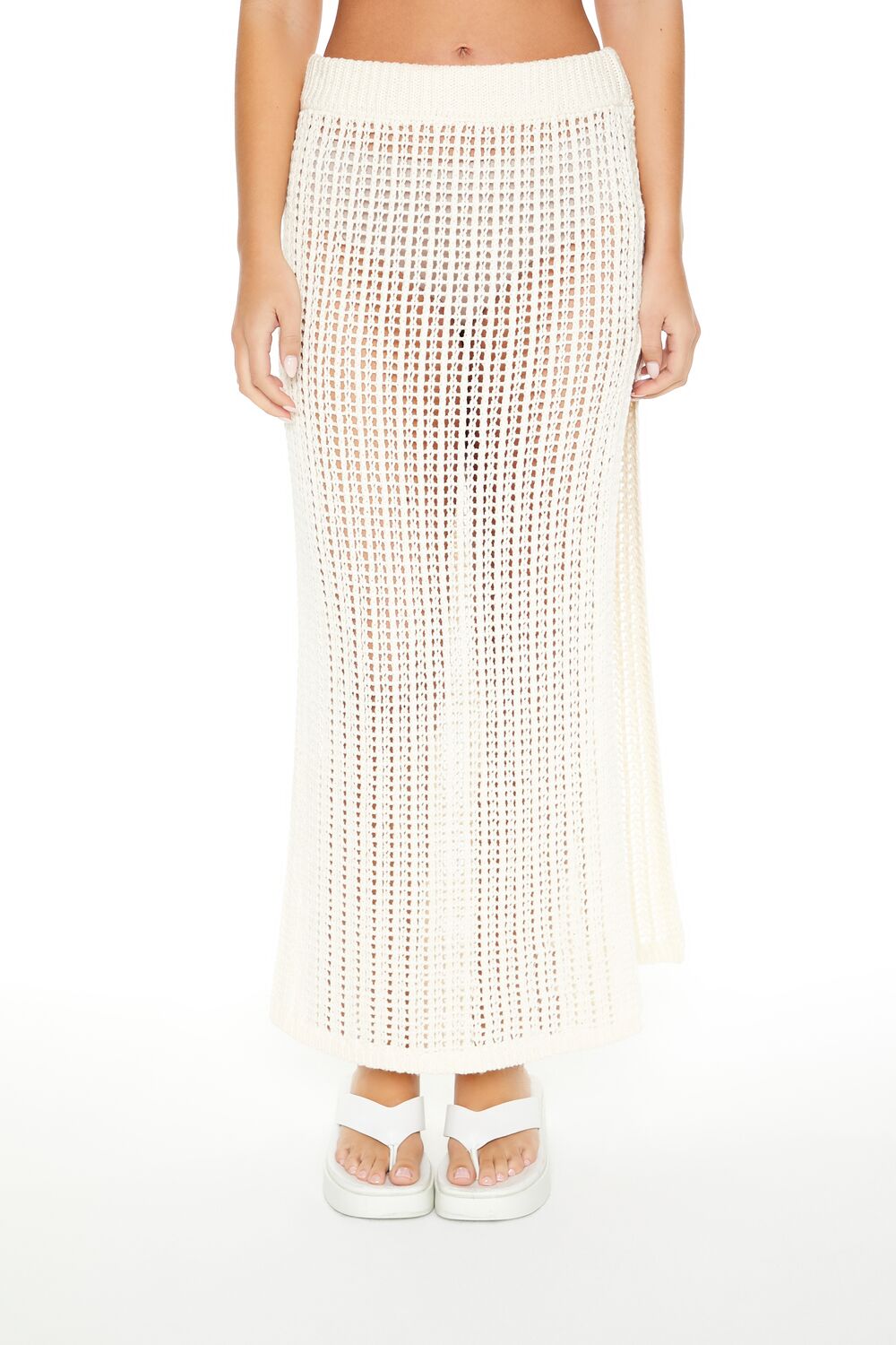  Forever 21 Sheer Crochet Maxi Skirt - jet-black - Bonton