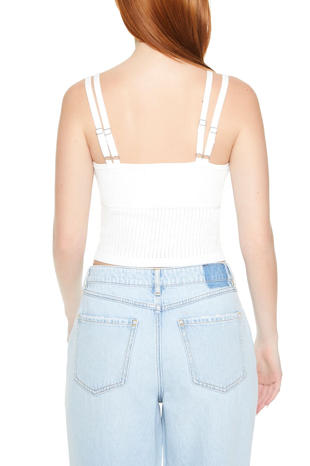  Forever 21 Sweater-Knit Cropped Cami - white - Bonton
