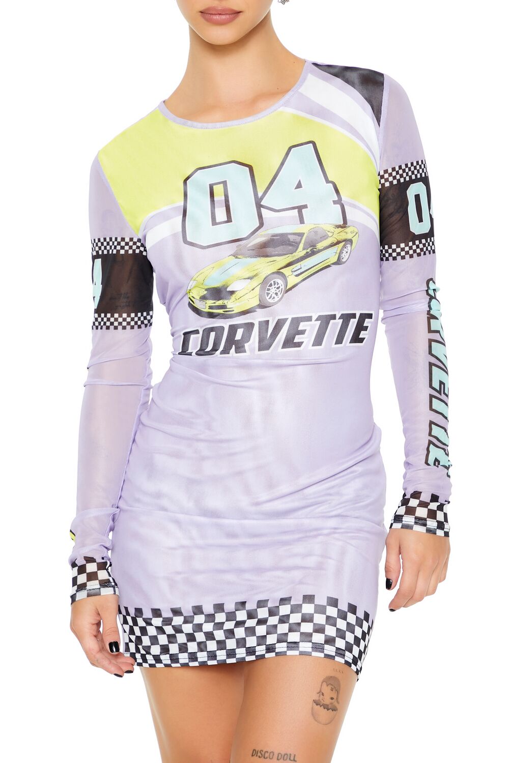  Forever 21 Corvette Graphic Mini Dress - purple-multi - Bonton