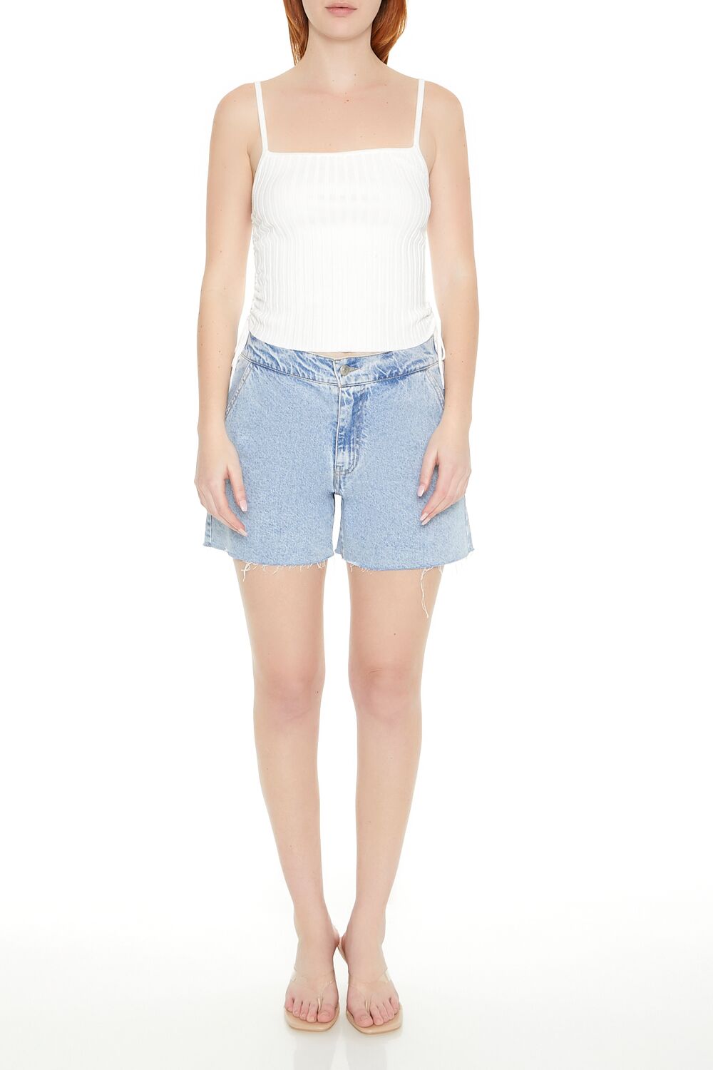  Forever 21 Ribbed Sweater-Knit Cami - white - Bonton