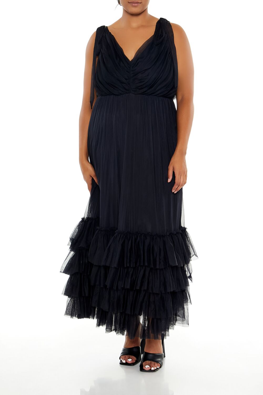  Forever 21 Plus Size Tiered Tie-Strap Maxi Dress - blue-mist - Bonton