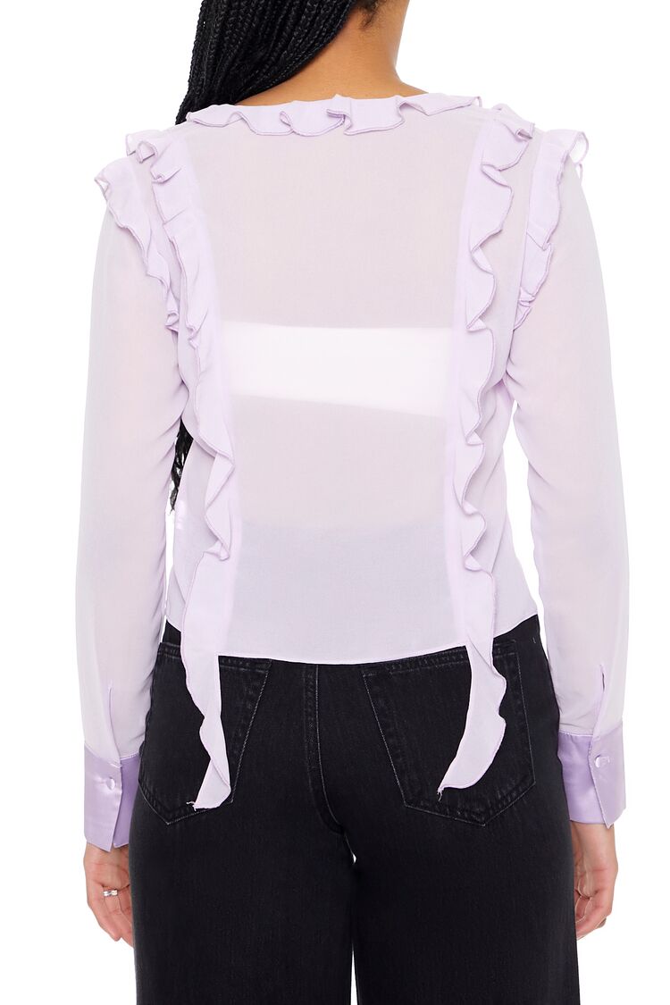  Forever 21 Ruffle-Trim Chiffon Top - purple - Bonton