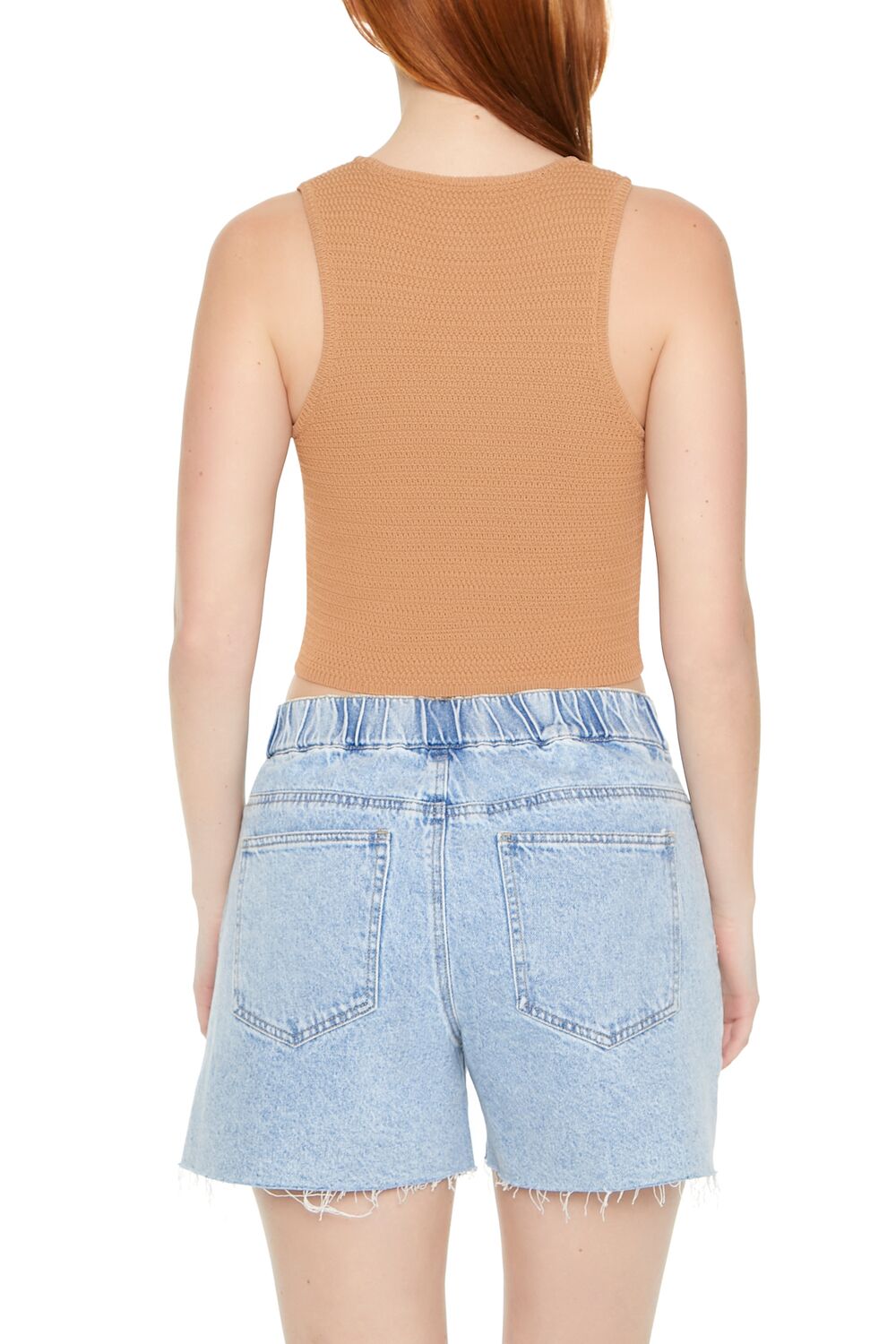  Forever 21 Sweater-Knit Cropped Tank Top - white - Bonton