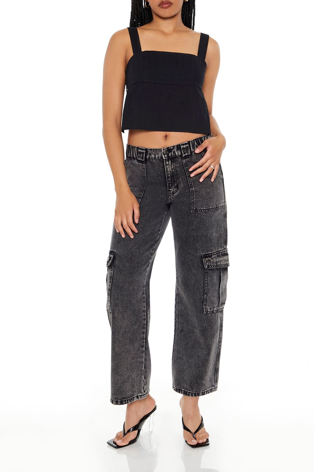  Forever 21 Tie-Back Crop Top - black - Bonton
