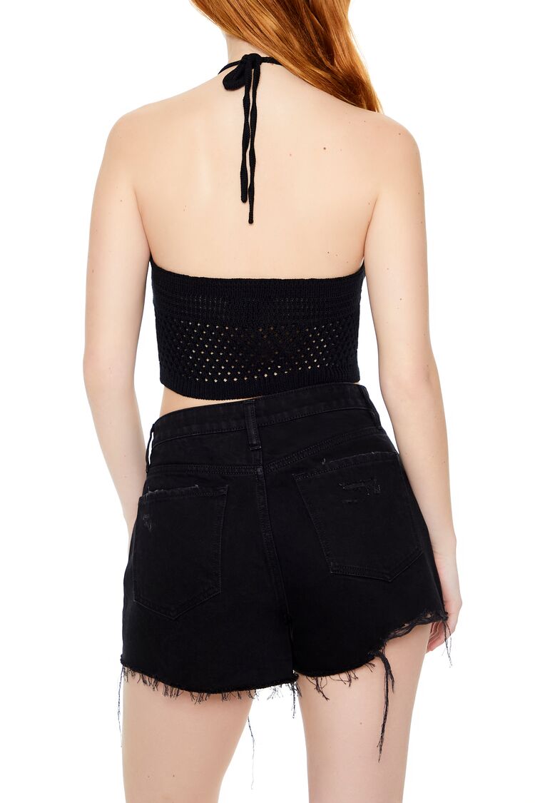  Forever 21 Sweater-Knit Halter Crop Top - black - Bonton