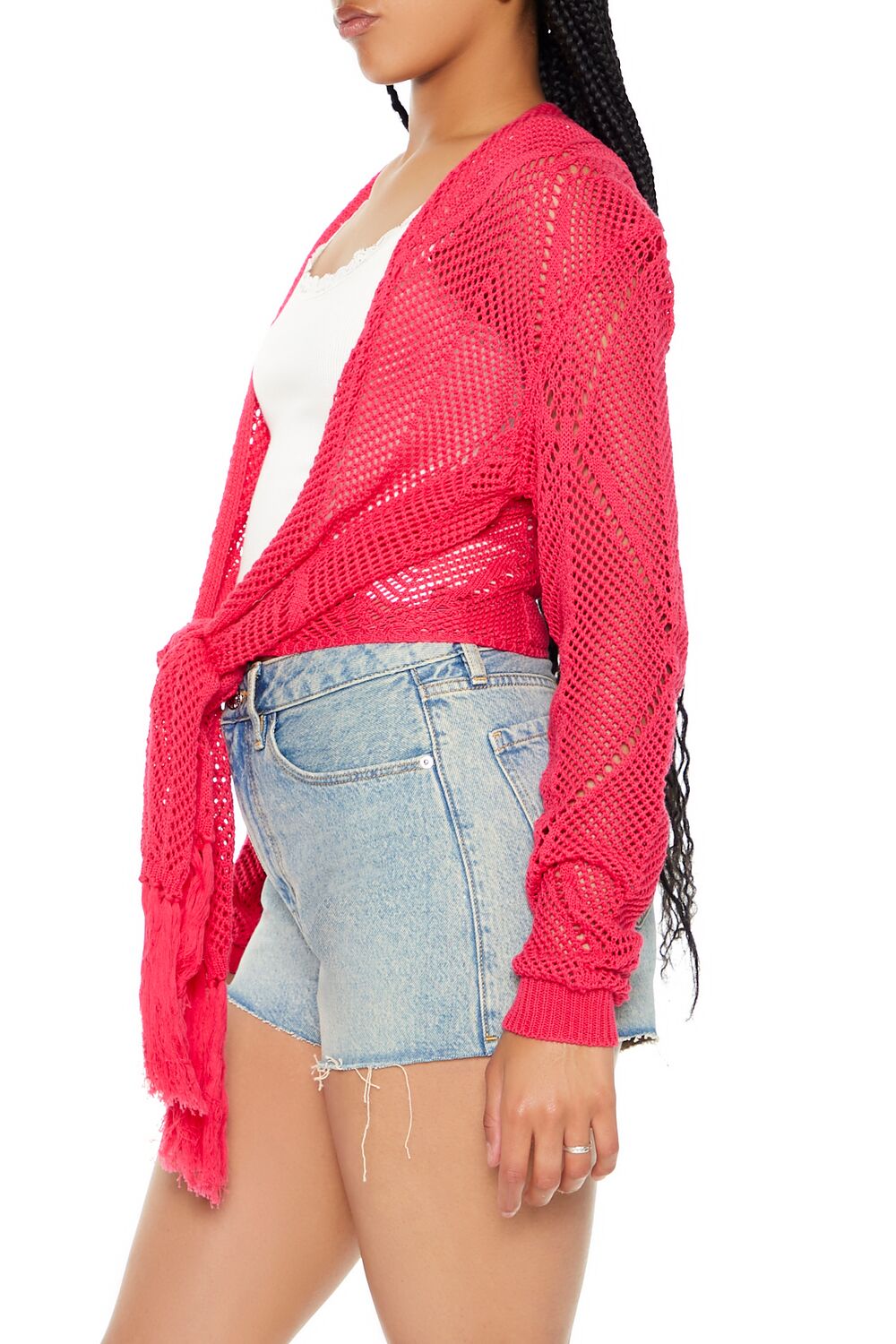  Forever 21 Open-Knit Tie-Front Sweater - black - Bonton