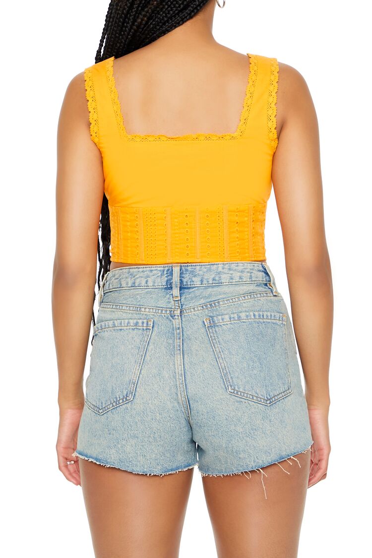  Forever 21 Lace-Trim Corset Crop Top - white - Bonton