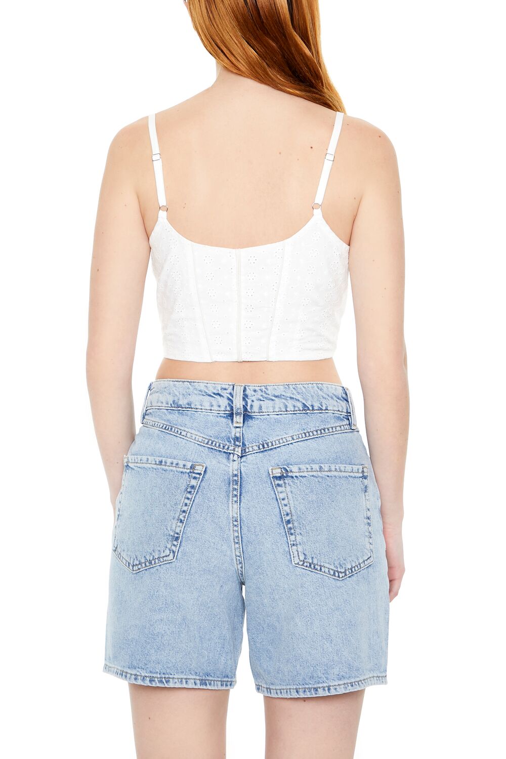  Forever 21 Floral Eyelet Bow Cami - white - Bonton