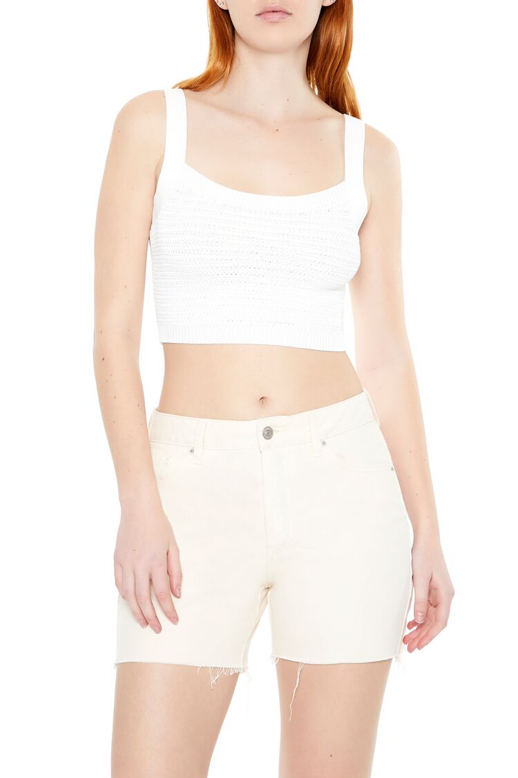  Forever 21 Sweater-Knit Crop Top - white - Bonton