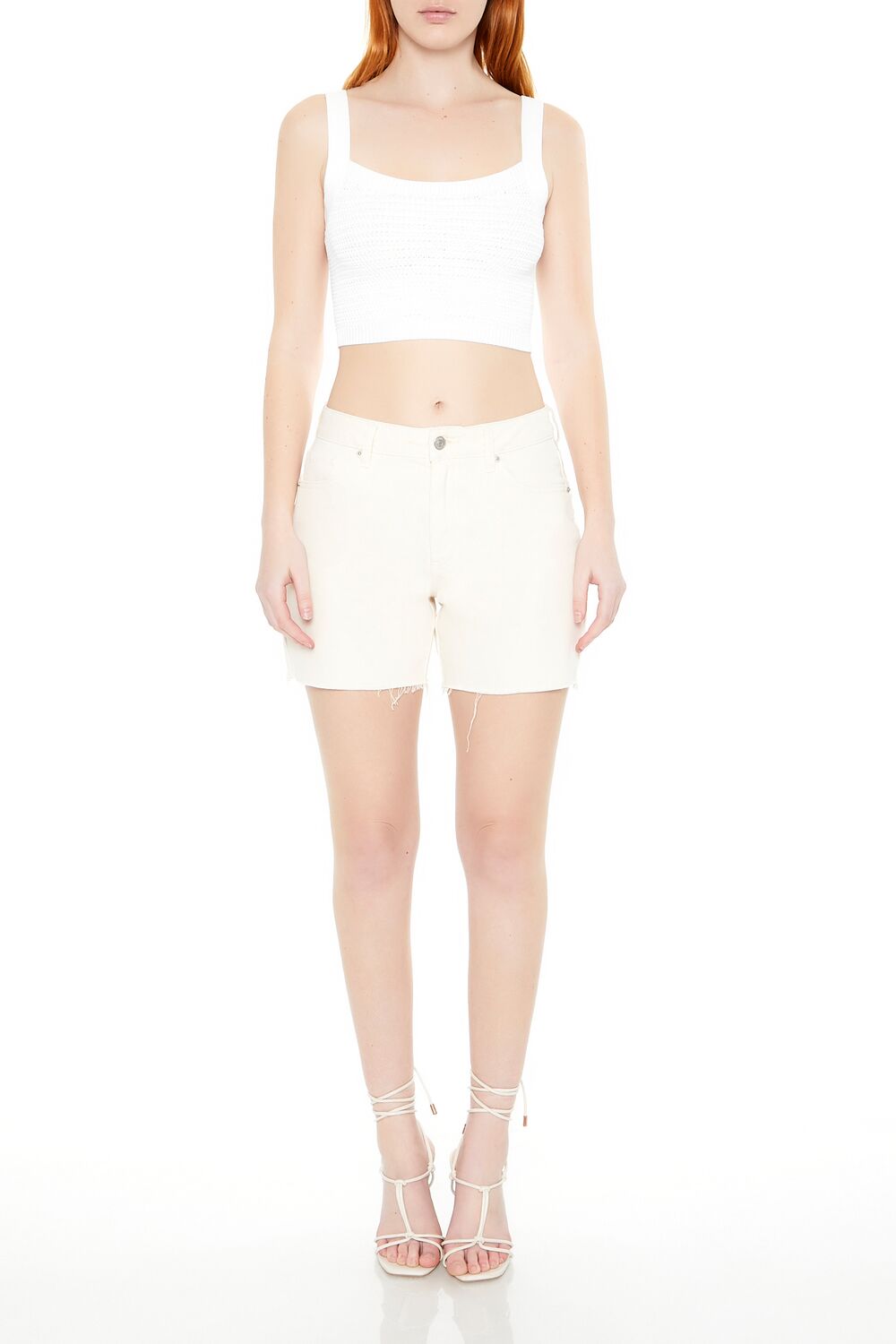  Forever 21 Sweater-Knit Crop Top - white - Bonton
