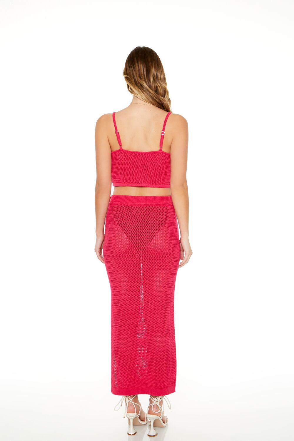 Forever 21 Crochet Maxi Skirt - hot-pink - Bonton