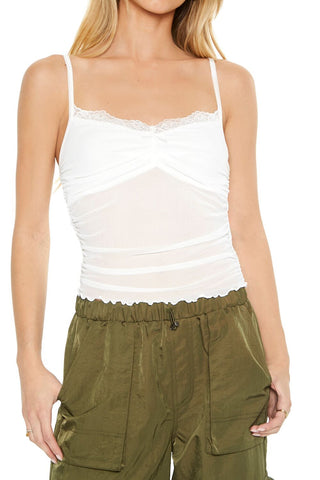 Mesh Lace-Trim Bow Cami
