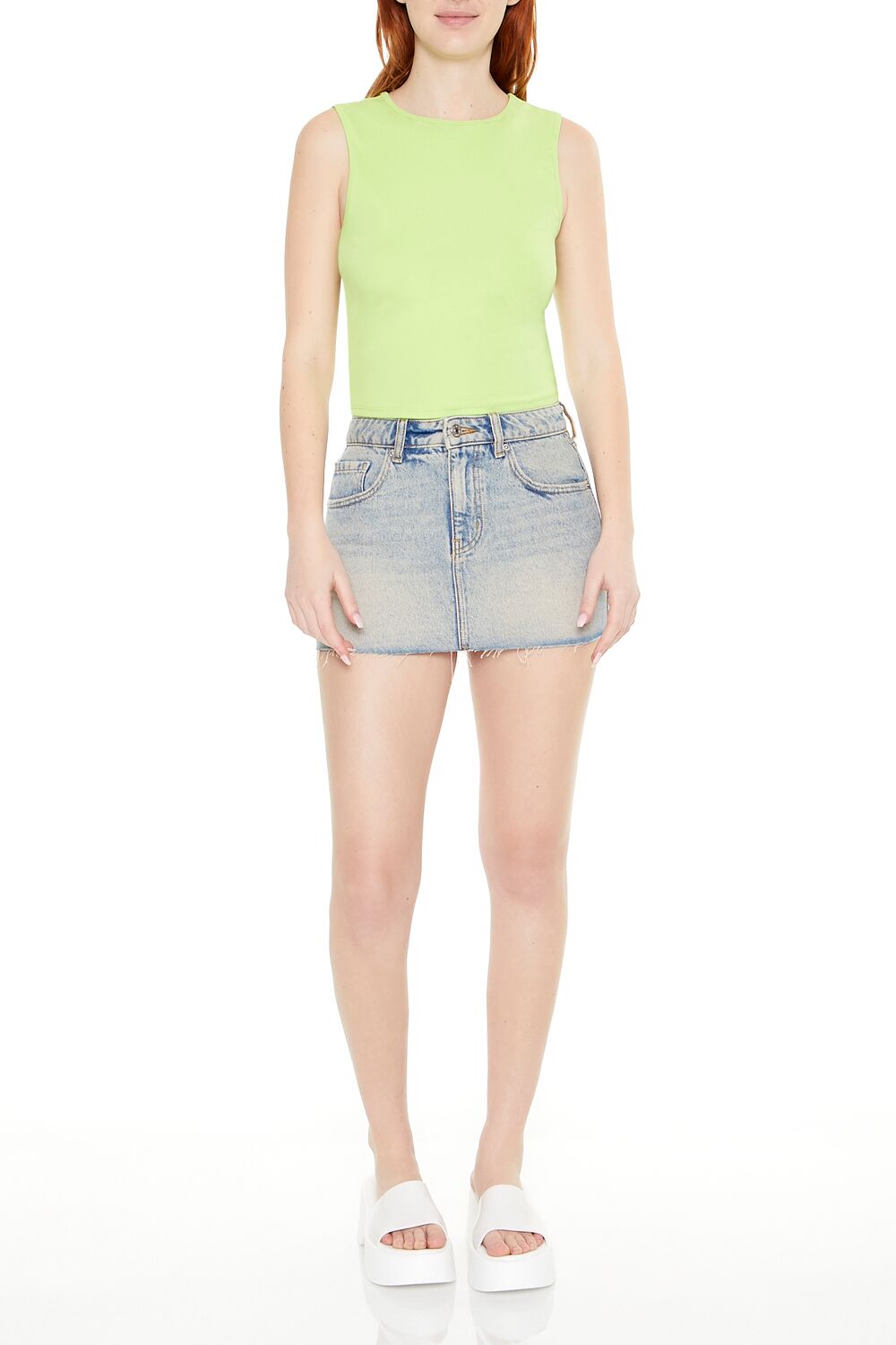  Forever 21 Cutout Tank Top - white - Bonton