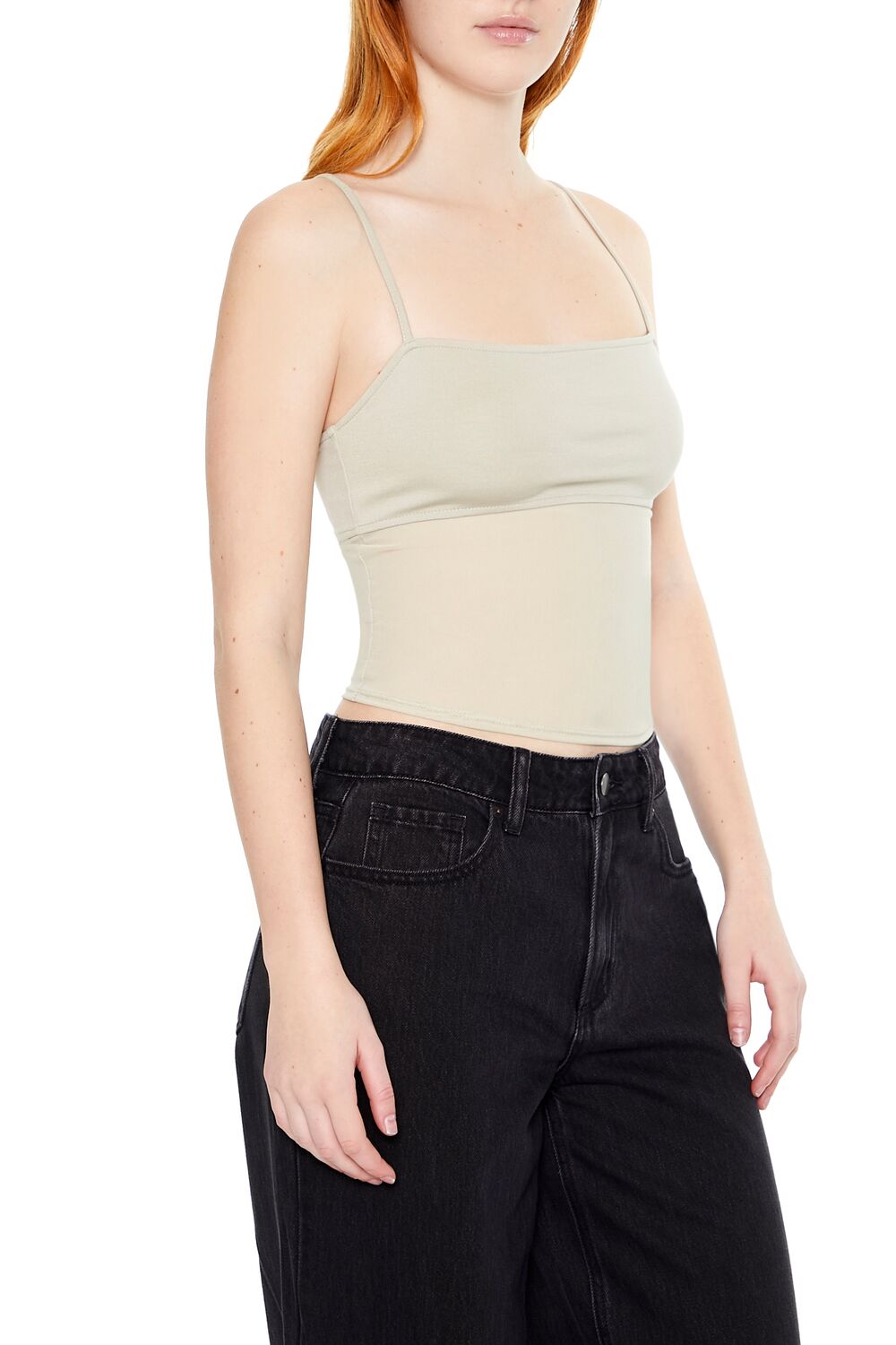  Forever 21 Sheer Ponte Knit Cami - oyster grey - Bonton