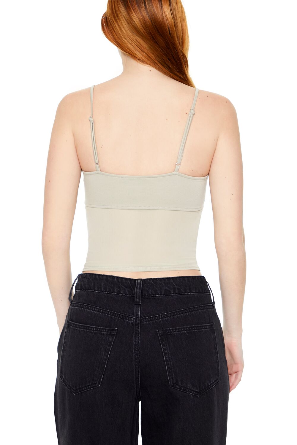  Forever 21 Sheer Ponte Knit Cami - oyster grey - Bonton