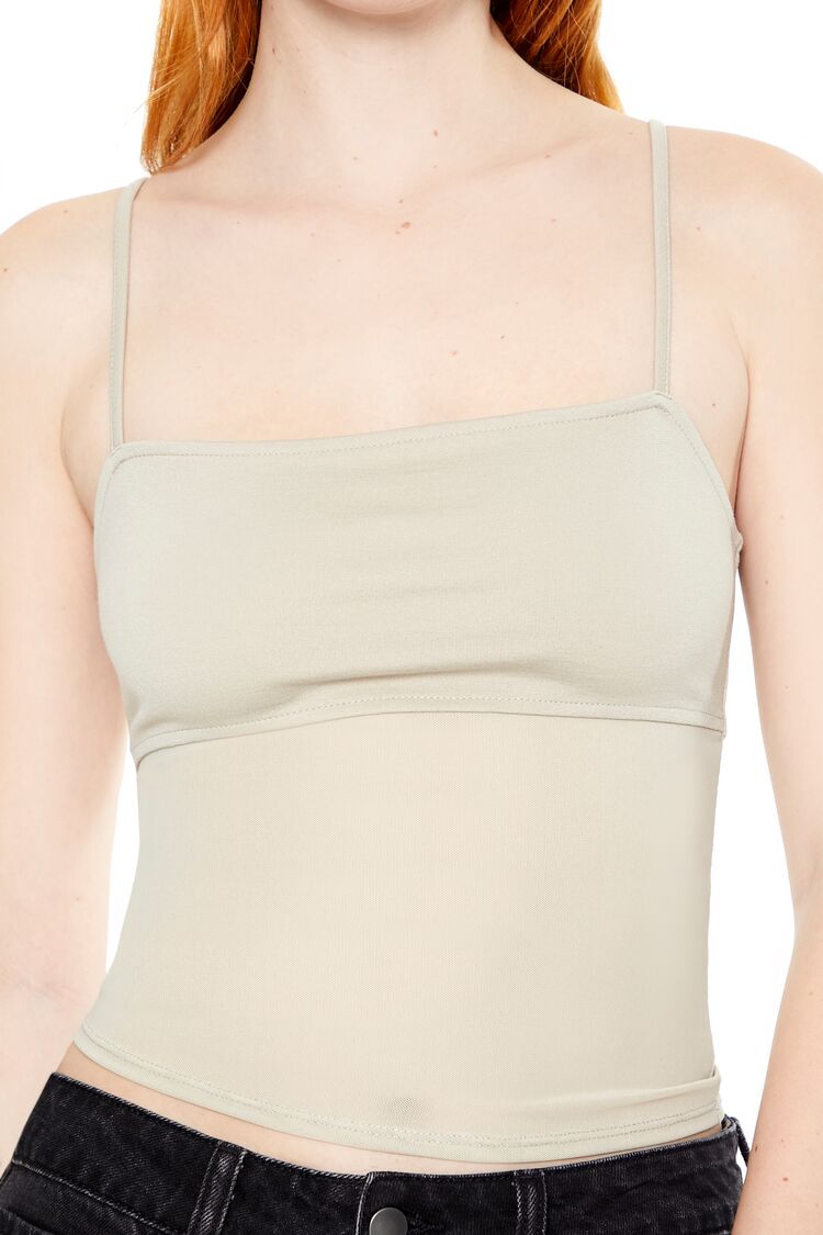  Forever 21 Sheer Ponte Knit Cami - oyster grey - Bonton