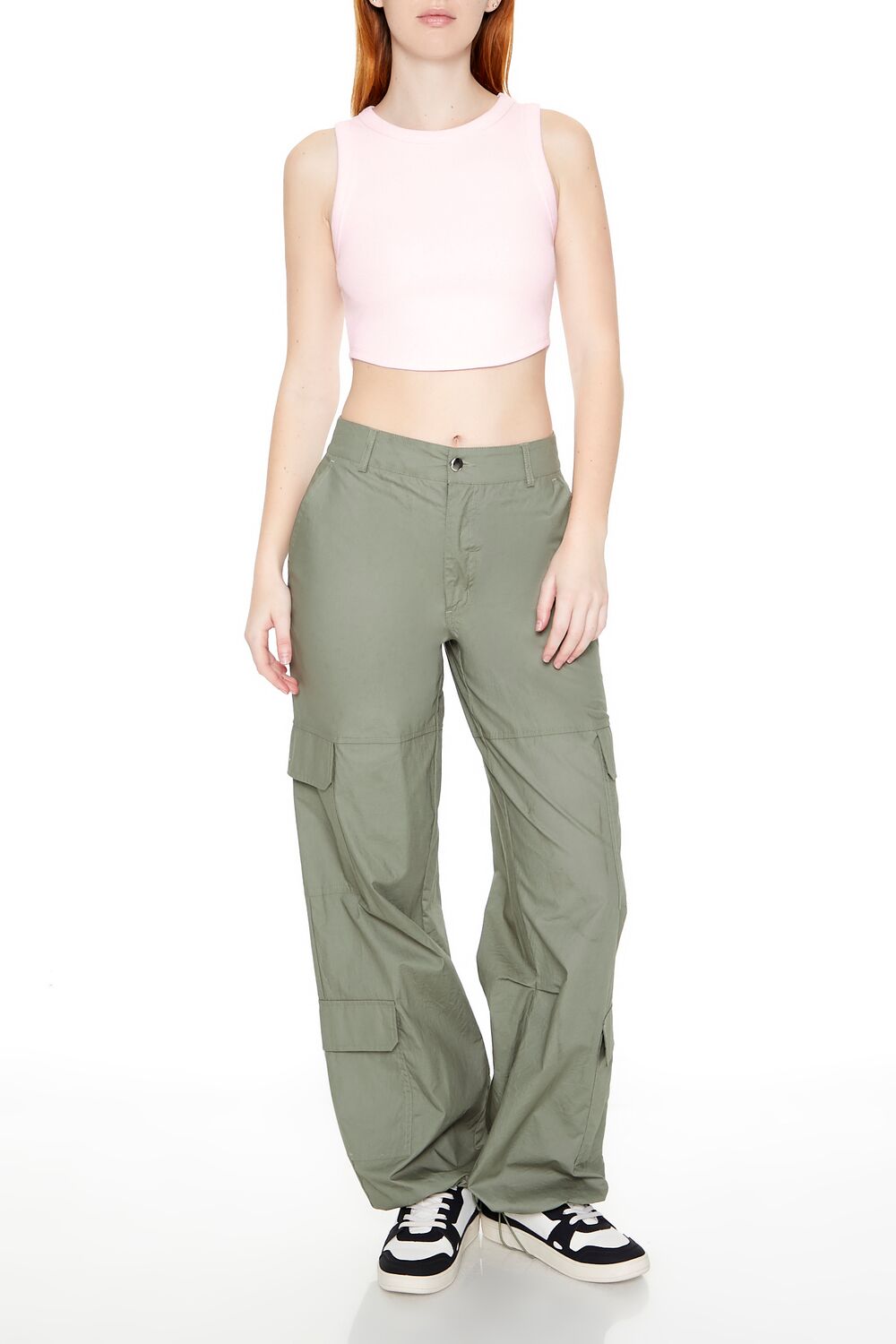  Forever 21 Cropped Dolphin-Hem Tank Top - black - Bonton