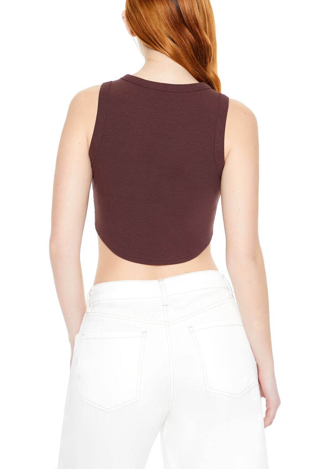  Forever 21 Cropped Dolphin-Hem Tank Top - black - Bonton