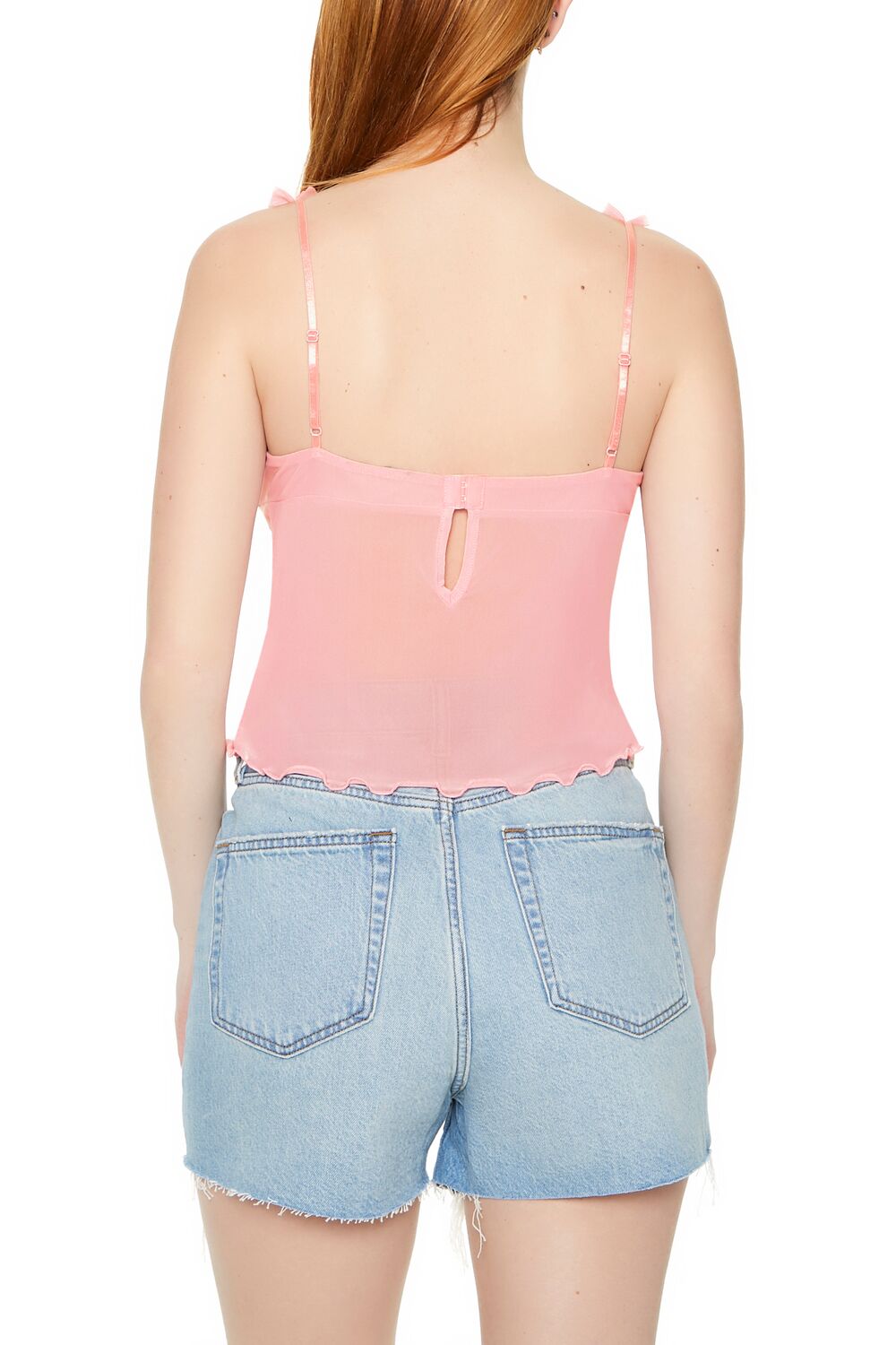  Forever 21 Mesh Ruffle Bustier Cami - black - Bonton