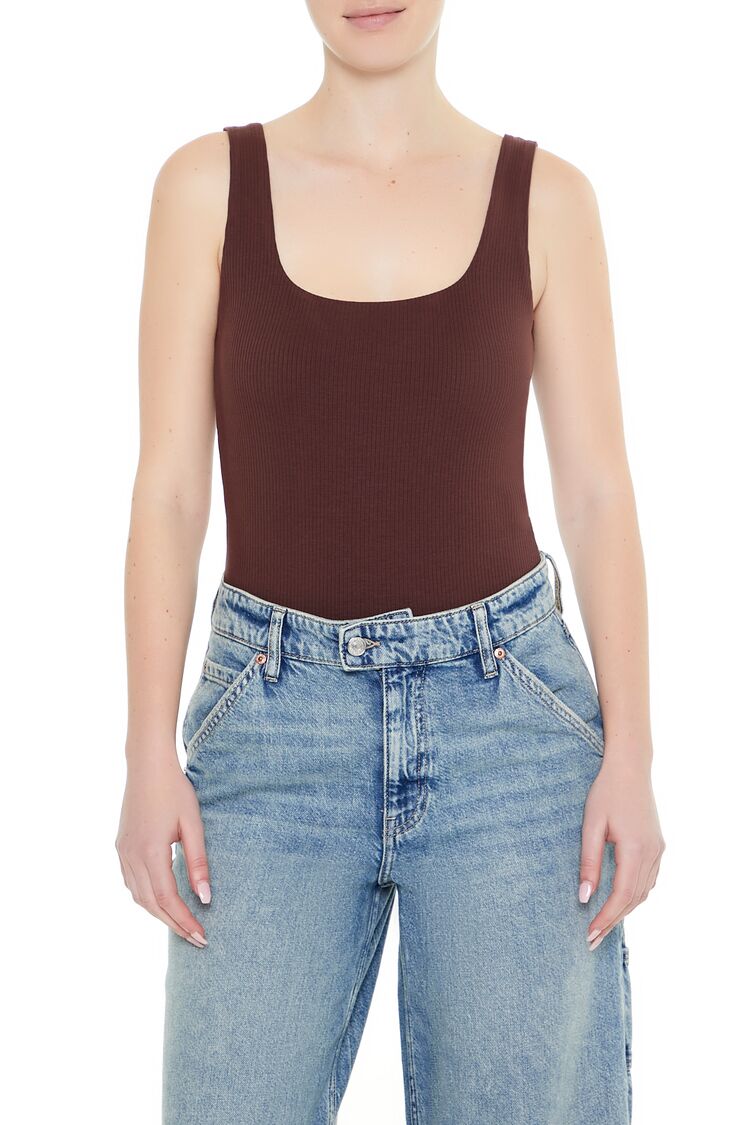  Forever 21 Textured V-Back Tank Bodysuit - white - Bonton