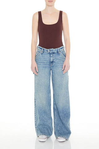 Textured V-Back Tank Bodysuit