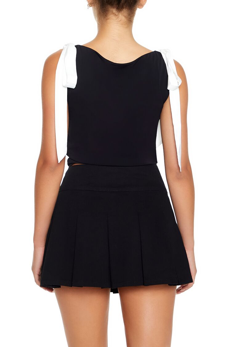  Forever 21 Sleeveless Satin Bow Top - black - Bonton
