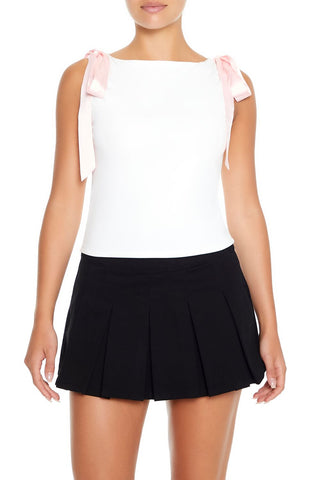 Sleeveless Satin Bow Top