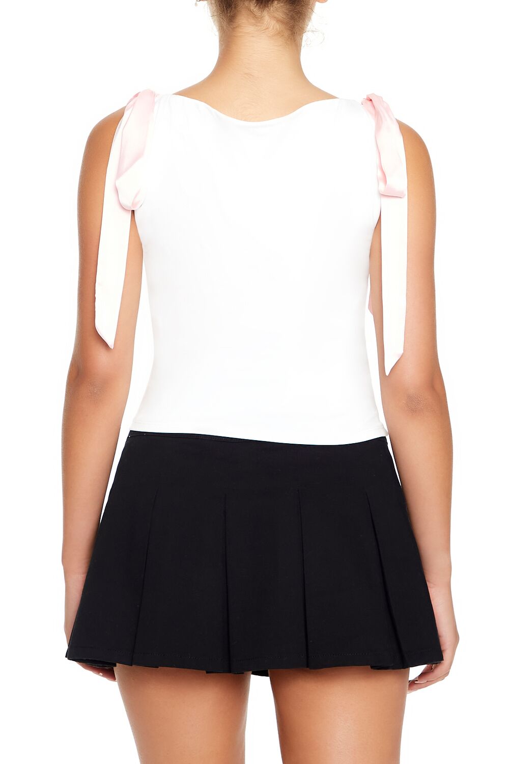  Forever 21 Sleeveless Satin Bow Top - black - Bonton