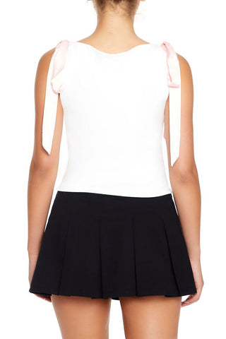 Sleeveless Satin Bow Top