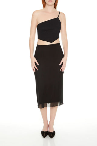 Textured One-Shoulder Crop Top